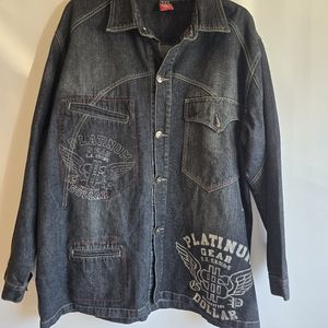 PLATINUM GEAR MEN'S JEANS  DENIM /JACKET EMBELLISHED RHINESTONES DOLLAR BILL 4XL